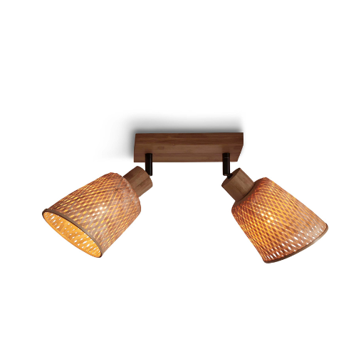 Good&Mojo Plafonniere Java 2-kap bamboe nat. 22x12xh.13cm/kap 15x17cm. nat.